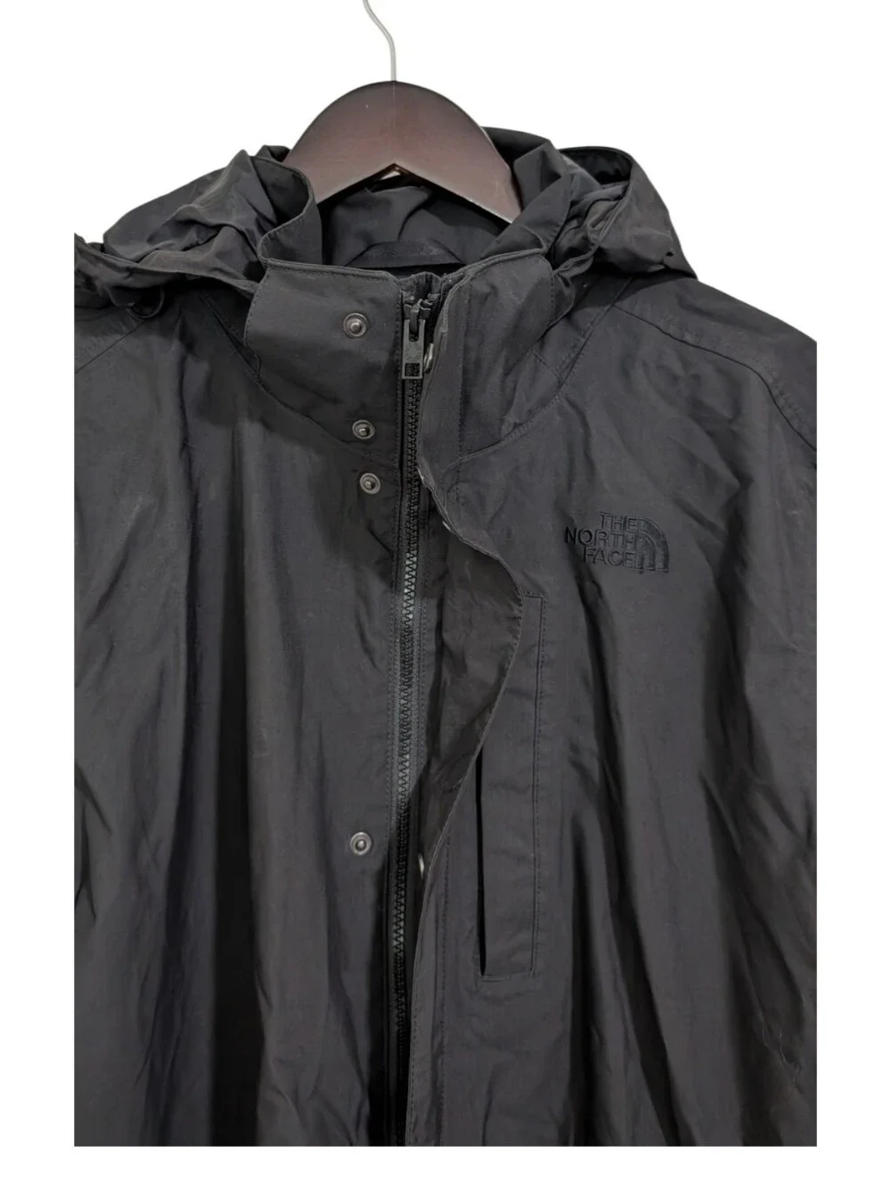 The North Face HyVent Black Hooded Rain Jacket Parka Men's XL